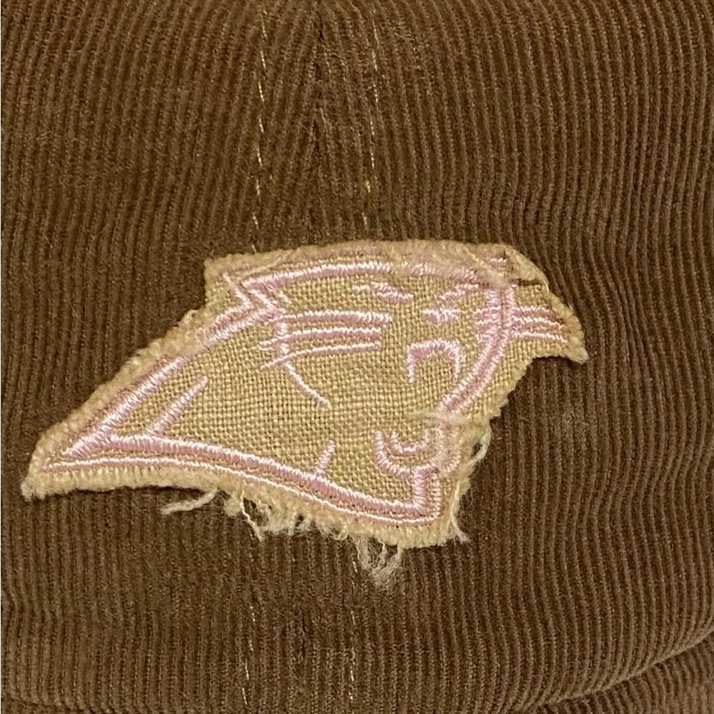 Carolina Panthers NFL Brown Corduroy Reebok Adjustable Hat Ballcap with Pink #A4 - Picture 2 of 11